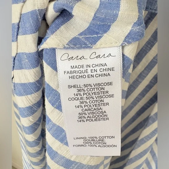NEW Cara Cara Calypso Midi Dress Ivory Blue Striped Seersucker | US 6 UK 10 - Picture 13 of 14